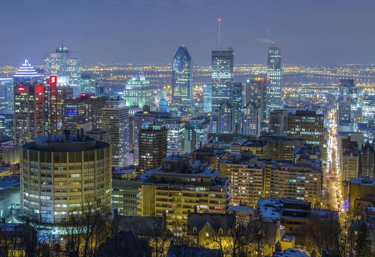 montreal aerial view at night