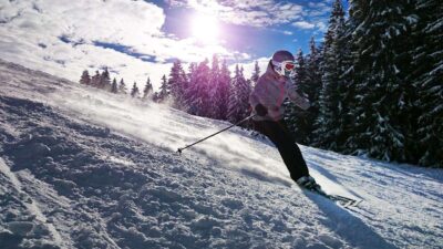 Girl Skiing in Swiss Alps
