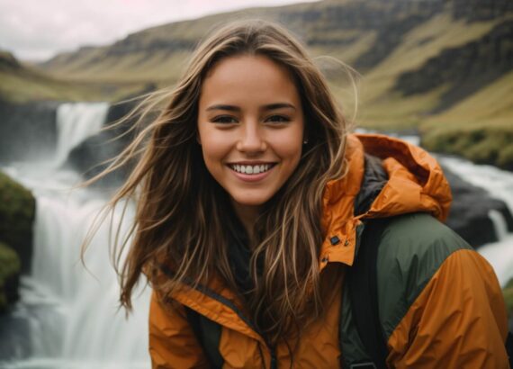 Happy_Girl_at_a_Waterfall_in Iceland